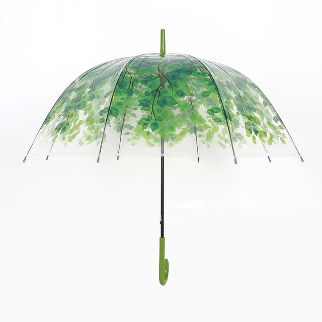 Transparent Plastic POE Full Automatic Long Handle Umbrella Sunny Rainy