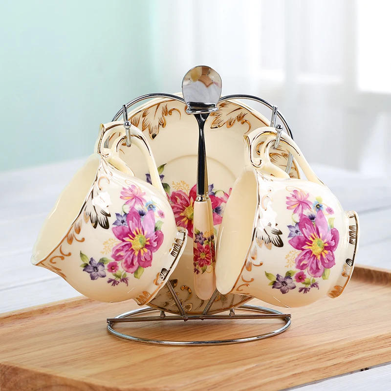 Yolife Brand European Style Ceramic Tea Cup and Saucer Set Chinese