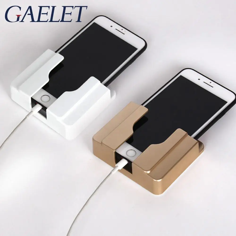 

1pcs Clip Wall Socket Universal Stand Display Support USB Wall Socket Wall Clip and Paste Type White and Golden ZK30