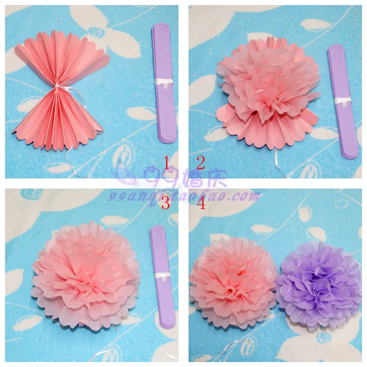 Fleurs en papier de soie, 1 pièce, 15cm = 6 pouces, boules pom poms en papier, lanternes, décor de fête, artisanat, mariage, boules multicolores en option