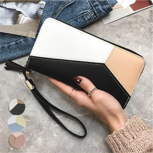 

Women Wallet PU Leather Long Zipper Big Lady Capacity Bag Purse Simple Handbag
