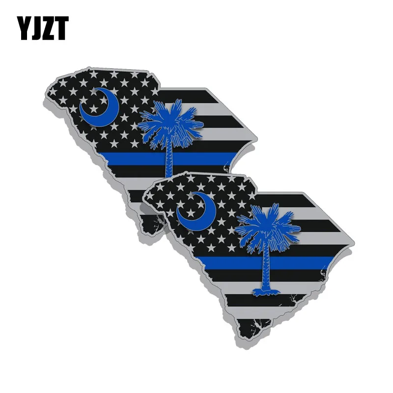 YJZT 2X 10.7CM*8.2CM Car Personality SC South Carolina Police Flag Stickers PVC Decal 12-0602 | Автомобили и мотоциклы