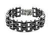 Men's Black Cross Silver Color Stainless Steel Rubber Bracelet Cuff Bangle Chain Wristband Jewelry 8.5