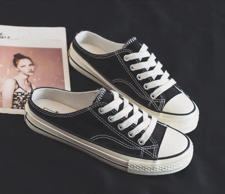 

2019 Spring Models Summer Women Lace-Up Flats Shoes Students No Heel Lazy Shoes Flats Canvas Shoes Anti-Slip Casual Loafers