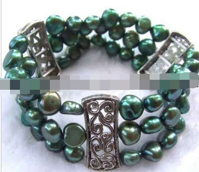 

Free shipping 431 beautiful 7-8mm green freshwater pearl bracelet