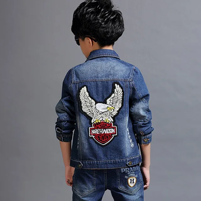 Mode Garçon Nouveau Manteau Impression Enfants Denim De Jeans Veste HYq6B7qv