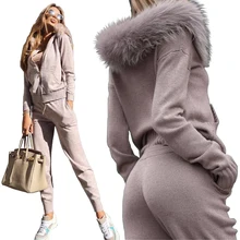 Two Piece Winter Set Zipper Tracksuit for Women Sweater Set Pant New Womens Knitted Two Piece Sets Slim Hooded Sweater Pant Suit Women's Sets