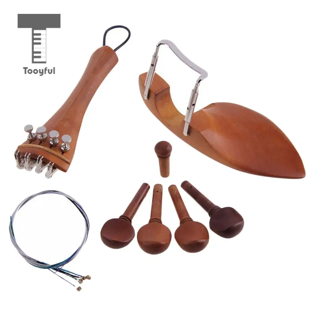Tooyful 4/4 Violin Parts Accessories Jujube Wood Chin Rest Tailpiece