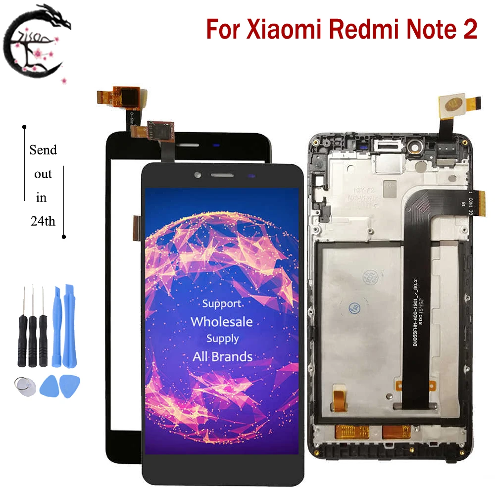 5," ЖК-дисплей с рамкой для xiaomi redmi note 2, ЖК-дисплей с сенсорным сенсором, дигитайзер в сборе для xiaomi redmi note2, только сенсорный