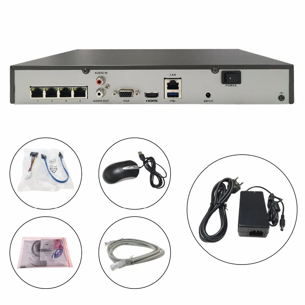 Оригинальный Hikvision DS 7604NI K1/4 P 4 POE порта NVR 4K 4CH Plug & Play с инжектором Замена