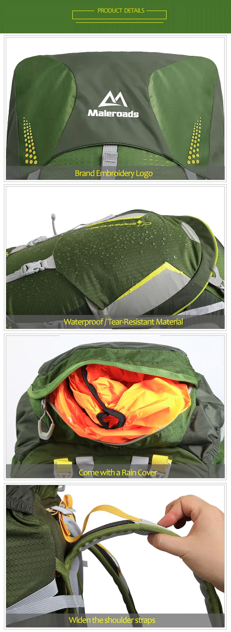 Высокое качество Maleroads 50л походный рюкзак для мужчин и женщин, рюкзак для путешествий, уличный спортивный рюкзак, рюкзак для альпинизма, треккинга