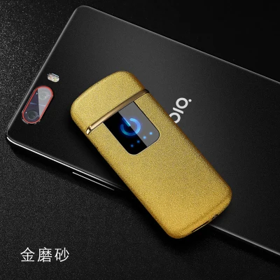 Бесплатный лазер с логотипом, USB Электронная сигарета плазменная Зажигалка дуговая металлическая зажигалка ветрозащитный негорящий перезаряжаемый Электрический струйный зажигалка - Цвет: Switch Matte Gold