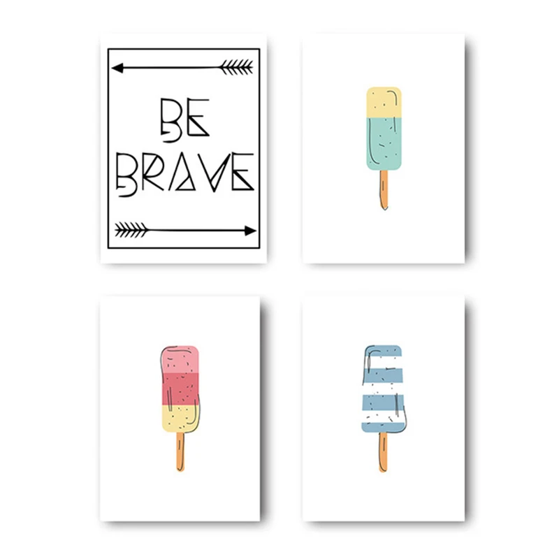 Nordic-Cartoon-Be-Brave-Motivational-Wall-Art-Canvas-Painting-Ice-Cream-Posters-and-Prints-Nursery-Picture (3)