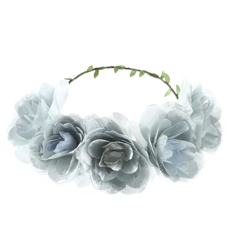 Ткань ободок с большим цветком Свадебный венок Boho лоза венок-гирлянда Винтаж сладкий Wianek Kwiatowy невесты аксессуары для волос