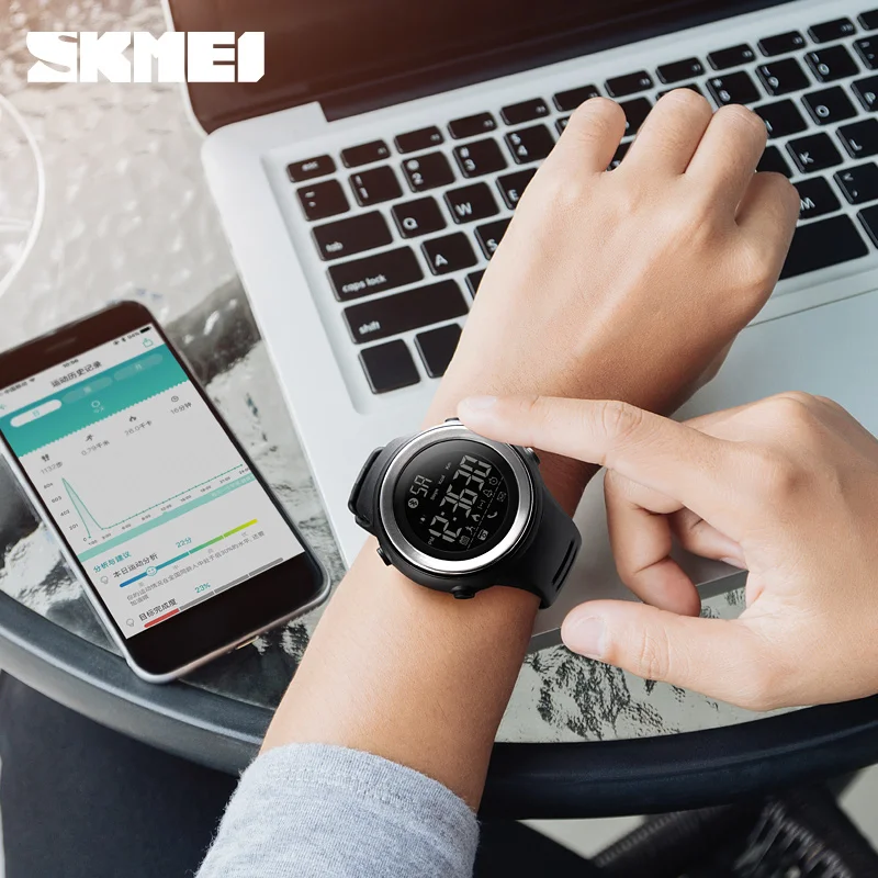 SKMEI Bluetooth Смарт часы для мужчин Шагомер Секундомер Водонепроницаемый спортивные часы цифровой светодиодный электроника часы для мужчин Smartwatch