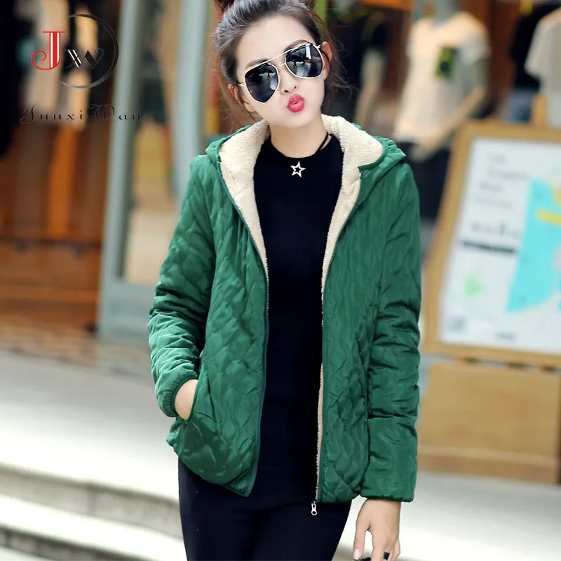 Autumn Winter Women Parkas basic jackets coat Female velvet lamb hooded Coats Cotton Winter Jacket Womens Outwear Plus Size
