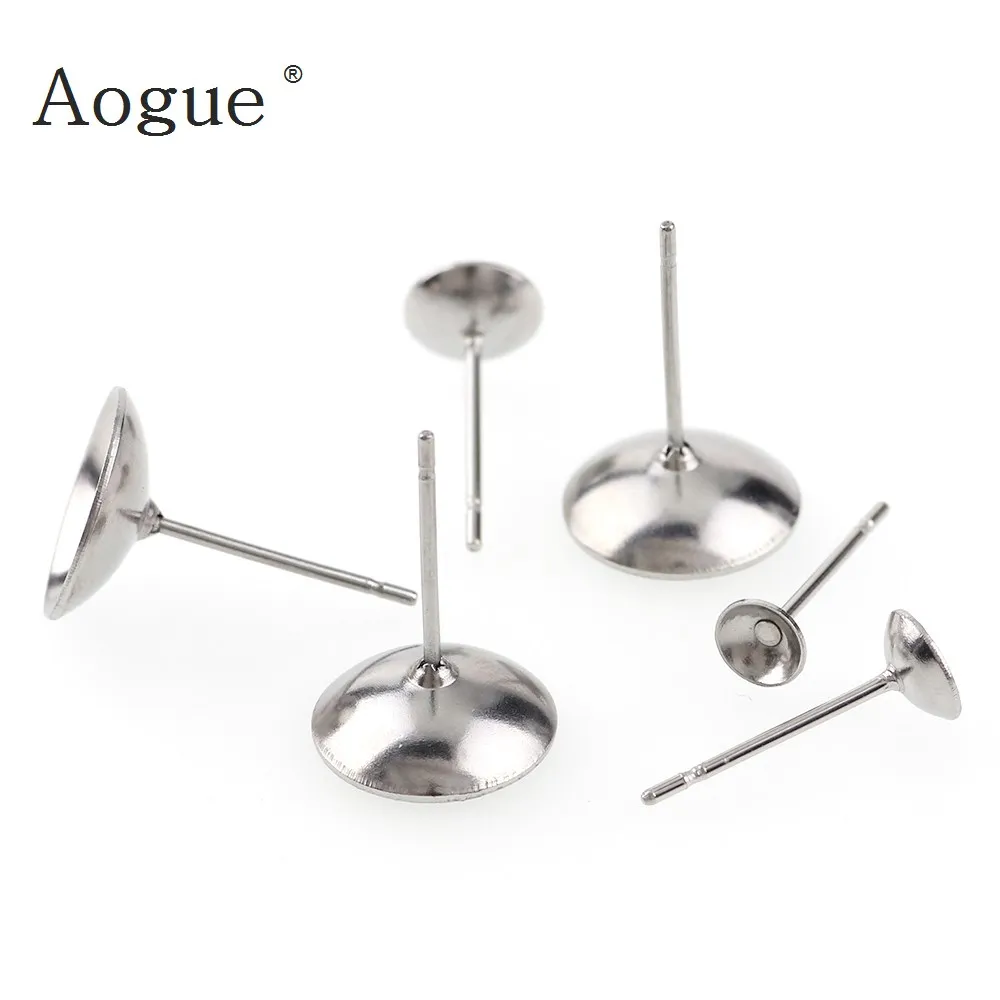 4mm 5mm 6mm 10mm Stainless Steel Earring Post Stud steel color Fits for