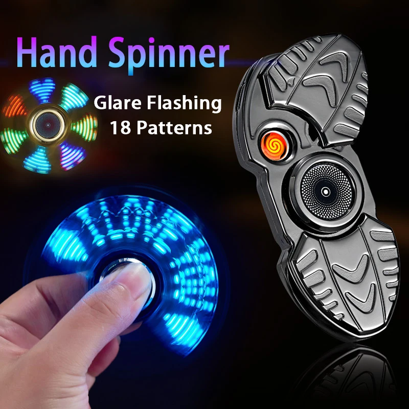 

USB Charging Lighter Fingertip Gyro Glow In Dark Light Fidget Spinner Hand Top Spinners Stress Cigarette Accessorie Men Gift E