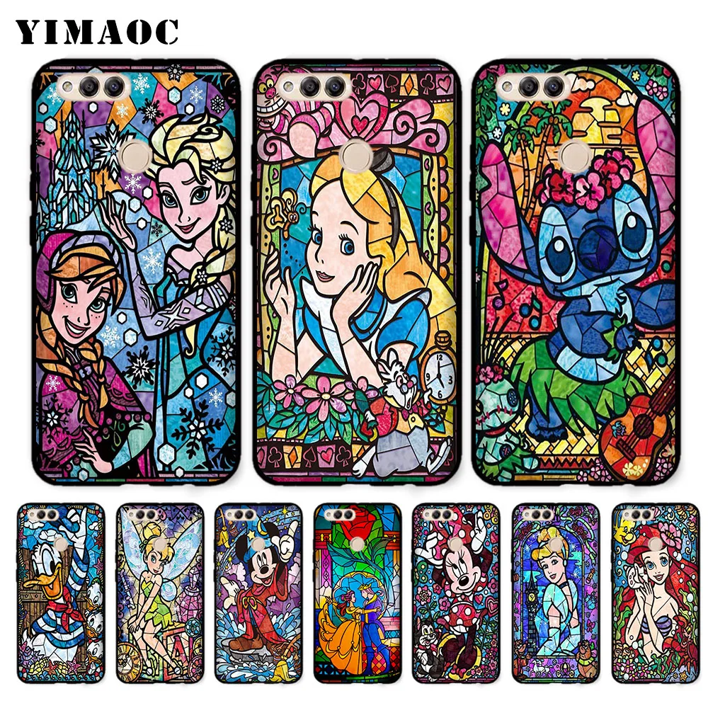 

YIMAOC Pooh fairy tale stained Alice Mickey Soft Case for Huawei Honor Note 10 9 Lite 8C 8X 8 Lite 7X 7A 3GB Pro 7C 6A
