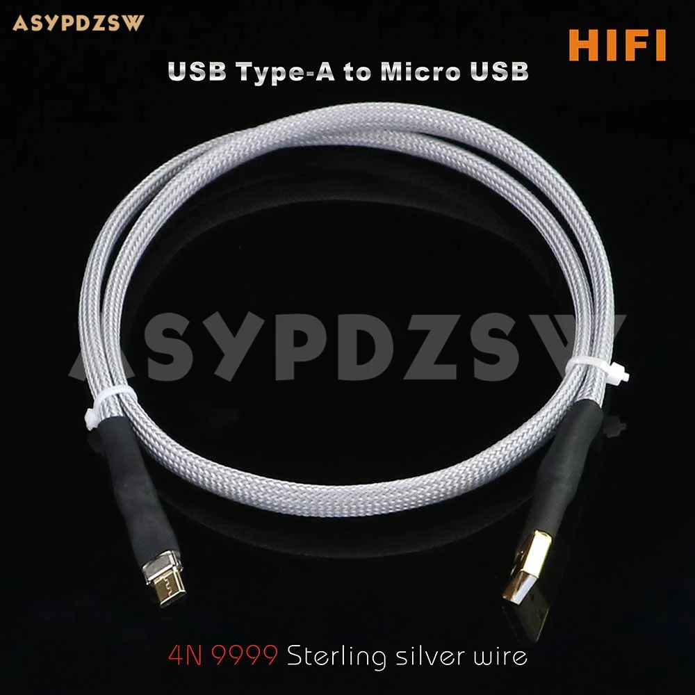 Высокое качество DIY 4N стерлингового серебра HIFI Audiophile(0,75 м) USB микро кабель для передачи данных для Android