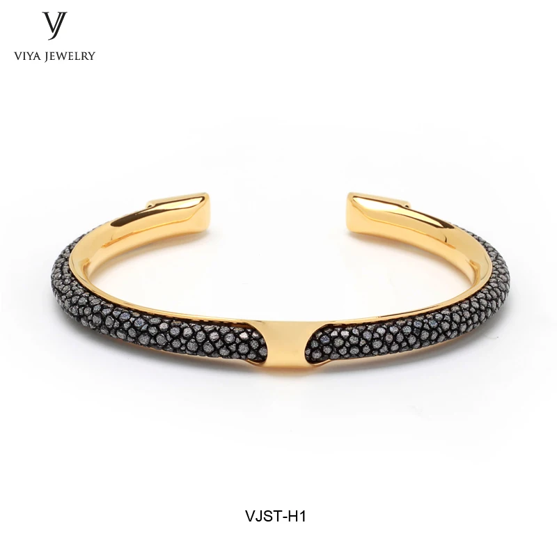 luxury stingray leather bangle with 316 l stainless steel hardware Fashion men bangle stingray bracelet (26)