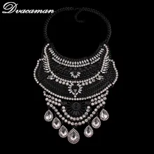 Dvacaman Gemas Negro Joyería de La Vendimia de Múltiples Capas de Cristal Colgante Borla Estilo Maxi Bib Chunky Collar Llamativo Gargantilla Collar9971