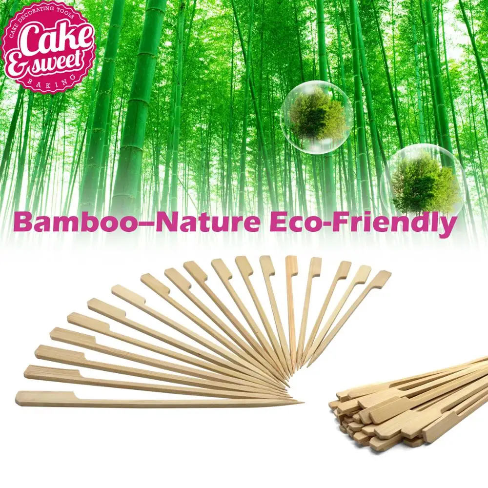 100/200pcs 4.7 inch Bamboo Skewers Paddle Sticks For BBQ Fruit Toothpicks Party Supplies Chicken Skewer Appetizers and Cocktails