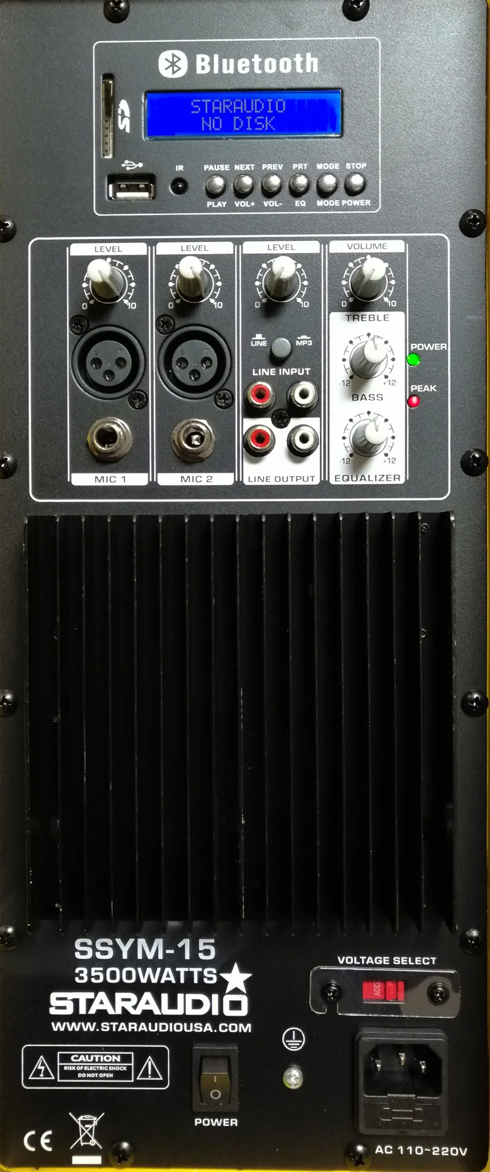 staraudio 15 inch 3500w  powered pa dj party stage speaker usb sd card bluetooth  party stage speaker with speaker stand