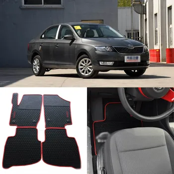 

High Quality Full Set All Weather Heavy Duty Black Rubber Floor Mats For Skoda Rapid