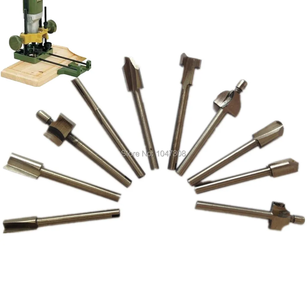 10pc Wood Cutter Boring Woodworking Drill Bit Set 3mm 1/8" Shank HSS