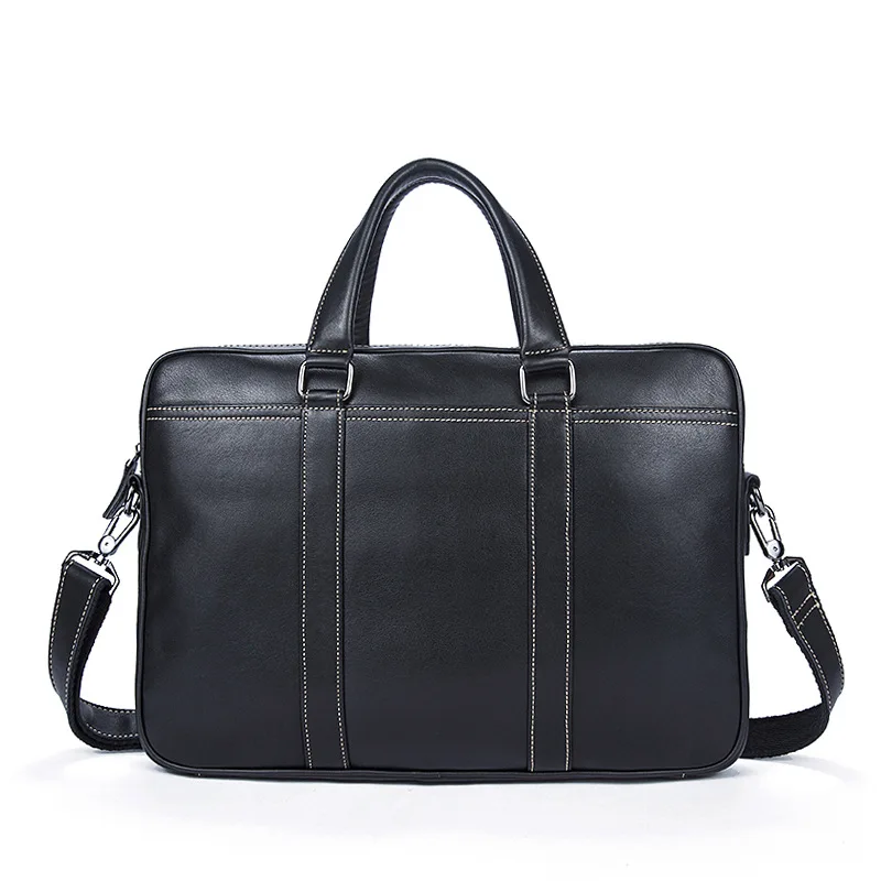 

Fashion Solid Color Business Genuine Leather Men Briefcases New Soft Surface Cowhide High Capacity Men's Handbags