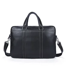 Fashion Solid Color Business Genuine Leather Men Briefcases New Soft Surface Cowhide High Capacity Men's Handbags