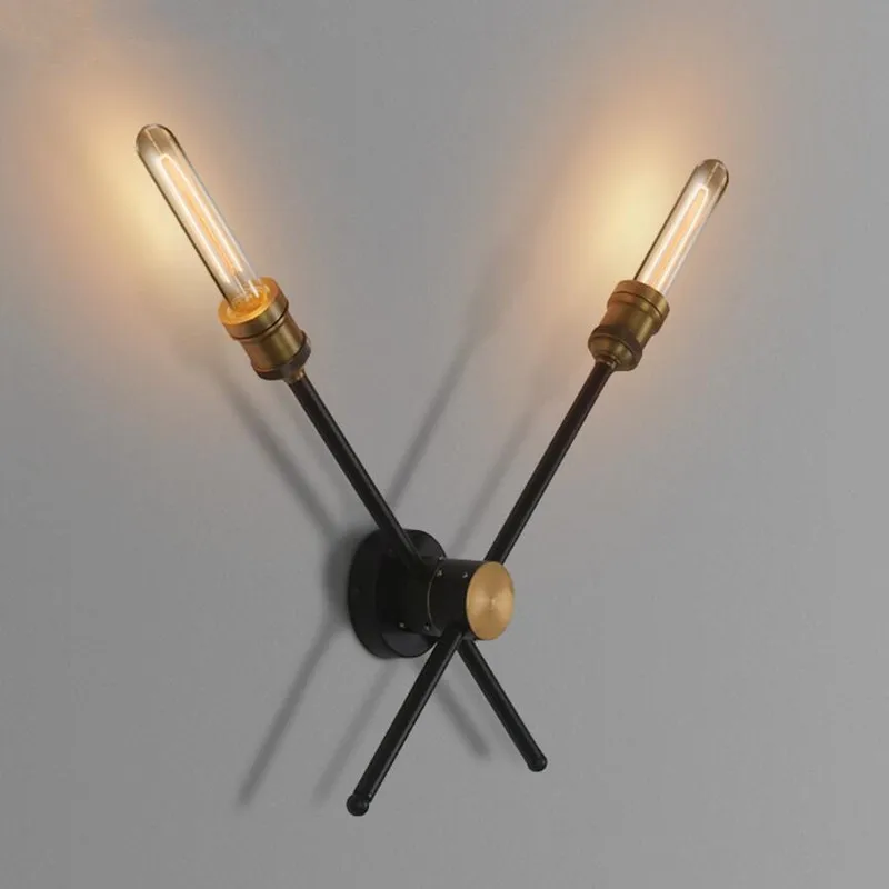 

Abajur Designer Simple Aisle Stairs Bedside Wall Lamp American Village Vintage Iron Rotate Double Head Light Free Shipping