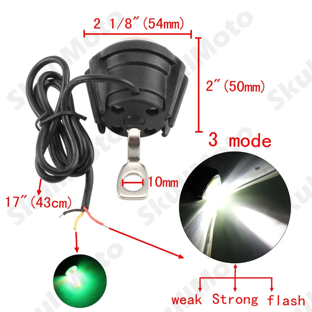 Светодиодный фонарь для мотоцикла, противотуманный фонарь, зеленый глаз ангела, дальнего света, лампа 10 Вт, зеркальное крепление для BMW Yamaha Honda Kawasaki KTM, универсальный
