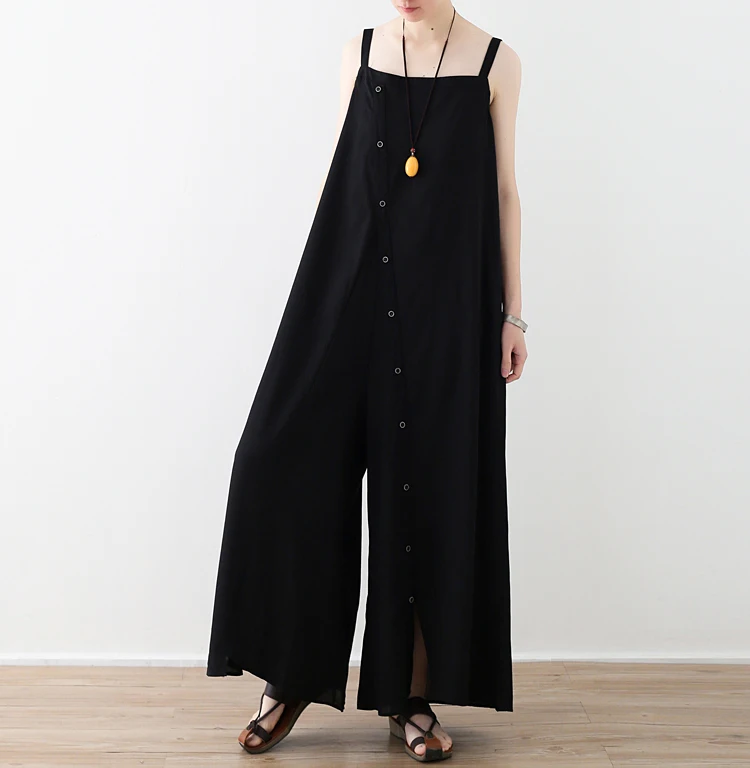 

New Top Selling Black Rompers 2018 Summer Spaghetti Strap Overalls Sleeveless Wide Leg Casual Playsuits long Jumpsuit for women