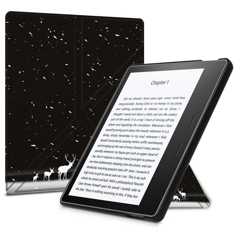 Умный чехол для электронных книг Kindle Oasis 2(только выпуск 9 поколения-)-тонкий Чехол-подставка оригами с функцией автоматического сна/пробуждения - Цвет: Snow Deer