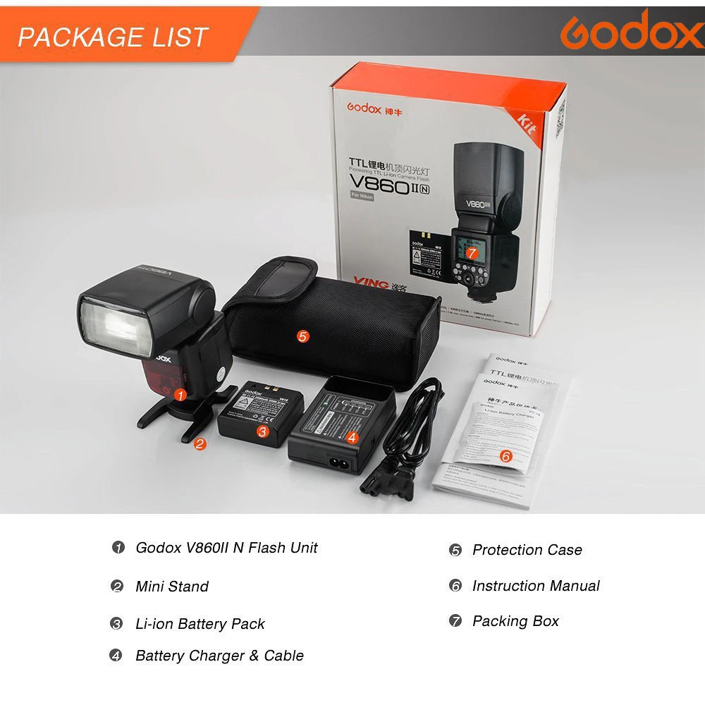Godox VING V860II Литиевая Батарея Вспышка GN60 HSS 1/8000s ttl вспышка + X1T триггер для Canon Nikon sony