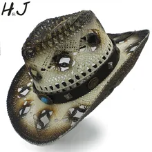 Ручной работы соломы Для женщин Для мужчин ковбойские Hat закатать широкими полями Джаз сомбреро Hombre Hat