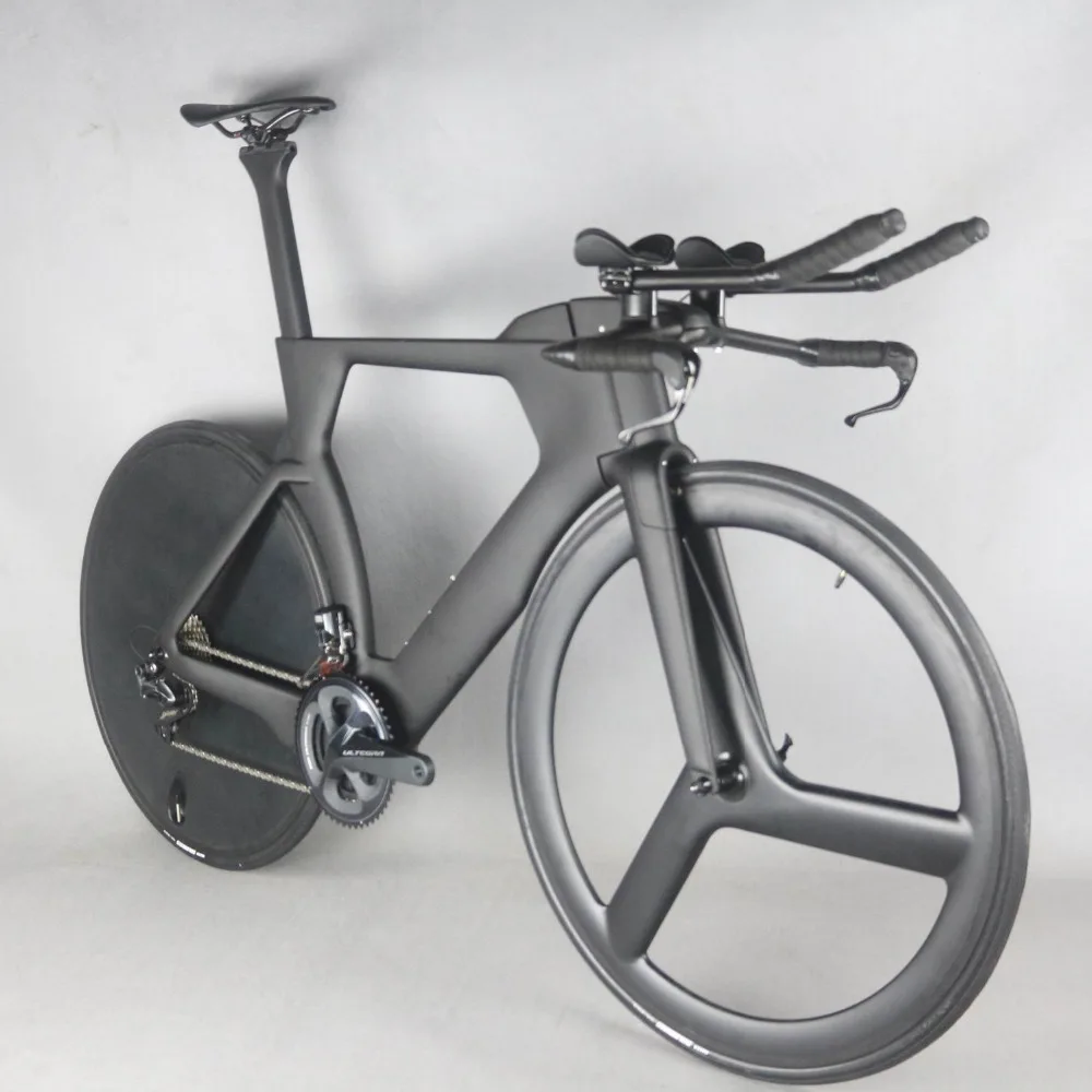 700C Complete Bike TT Bicycle Time Trial Triathlon Carbon Fiber Carbon black color Painting Frame with DI2 R8060 groupset