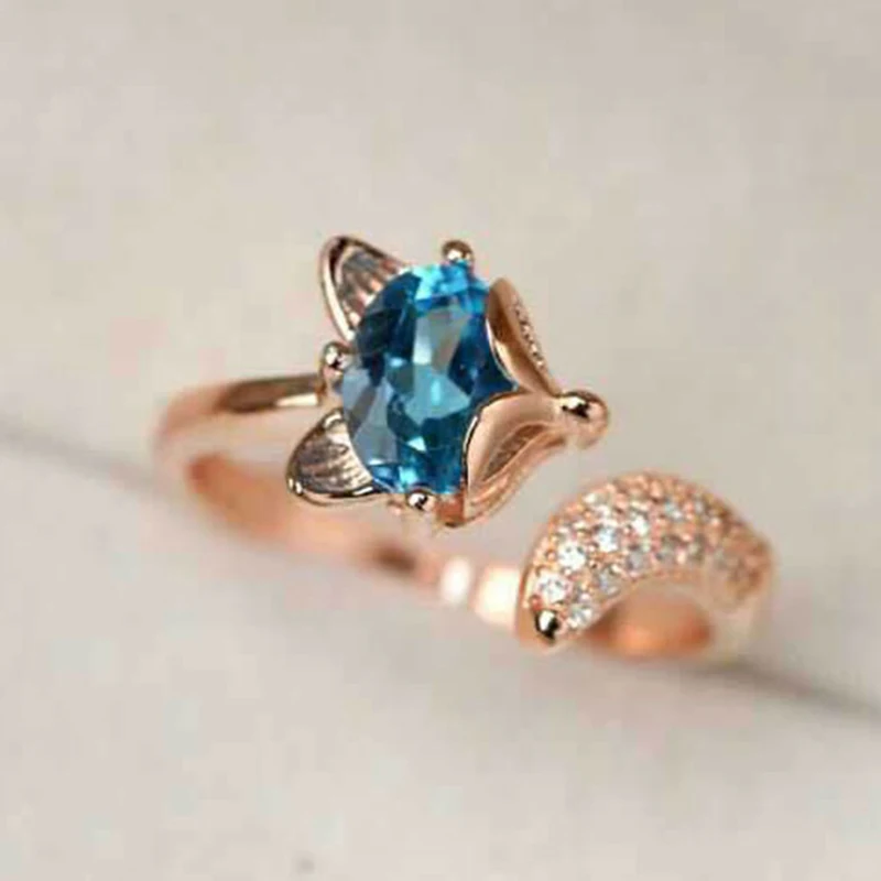 little fox topaz ring women ring 925 sterling silver