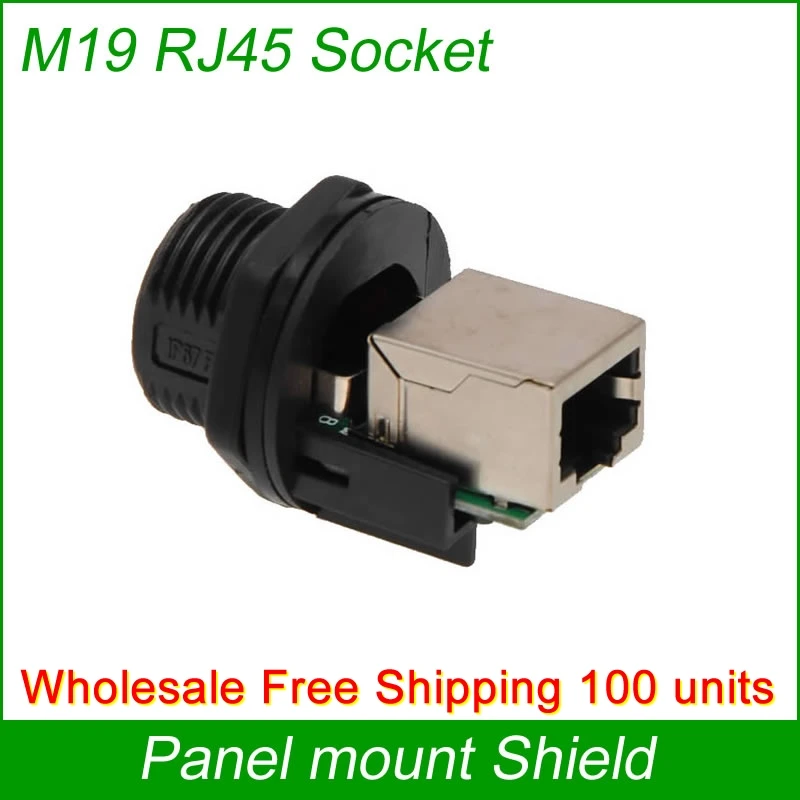 

Free Shipping Wholesale 100 units RJ45 Panel Mount waterproof Connector joint Outdoor AP socket Gigabit Straight head with cap