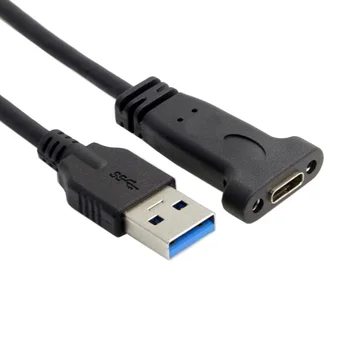 

10pcs USB 3.1 Type C USB-C Female to USB 3.0 A Male Data Cable with Panel Mount Screw Hole 20cm