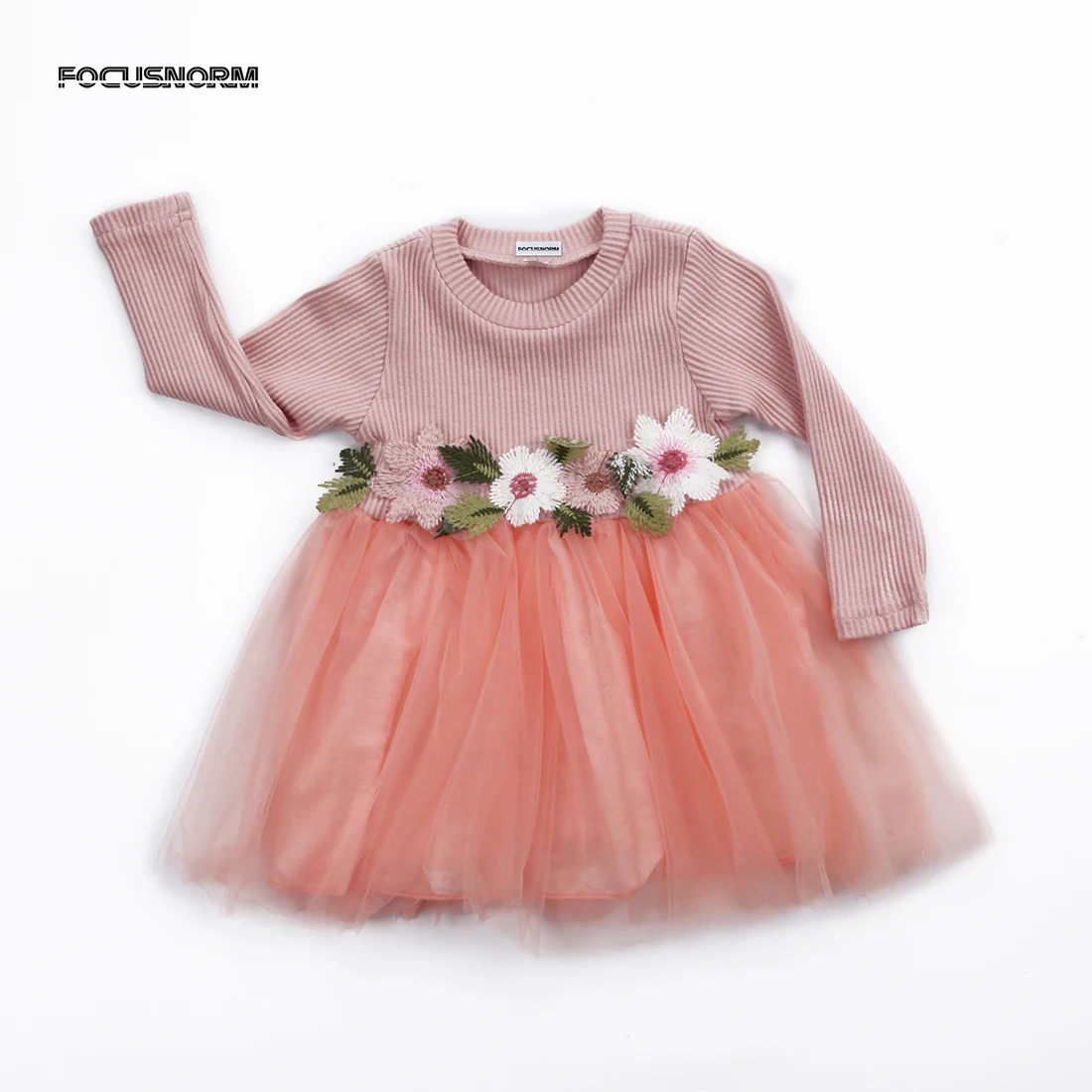 

3Colors Lovely Toddler Kids Newborn Baby Girls Wedding Party Pageant Prom Dresses Cute Chiffon Floral Appliques Princess Dress