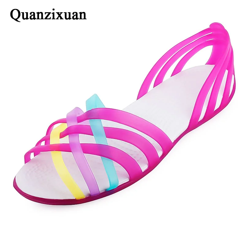 

Jelly Shoes Women Sandals Summer Women Shoes Rainbow Jelly Shoes Flat Shoes Woman Beach Sandals Fashion Ladies Sandals