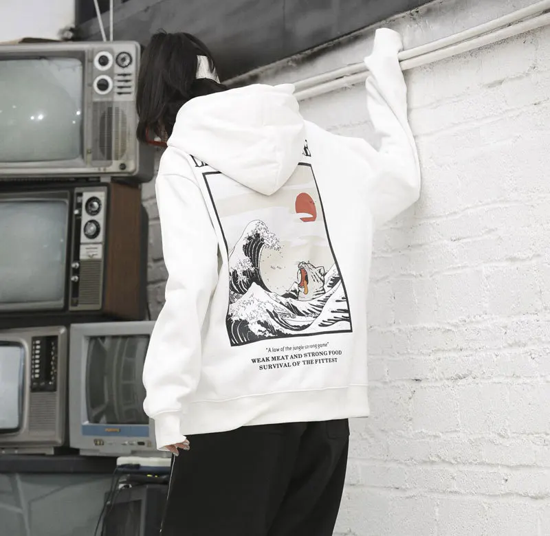 Japanese Style Cat Waves Hoodies 4