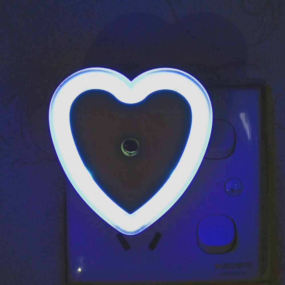 

Light Sensor Control Night Light Mini EU US Plug Heart-shaped Bedroom lamp For Baby Gift Romantic Colorful Lights
