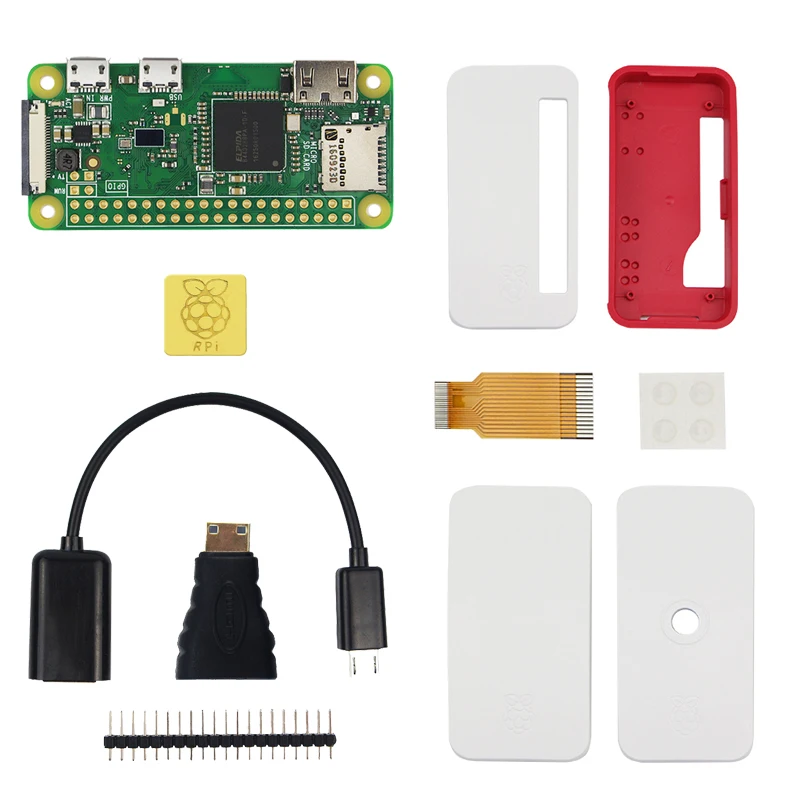 Комплект Raspberry Pi Zero W+ акриловый чехол+ камера 5 Мп+ Кабель Micro OTG+ разъем GPIO+ адаптер Mini HDMI+ sd-карта 16 ГБ+ usb-кабель
