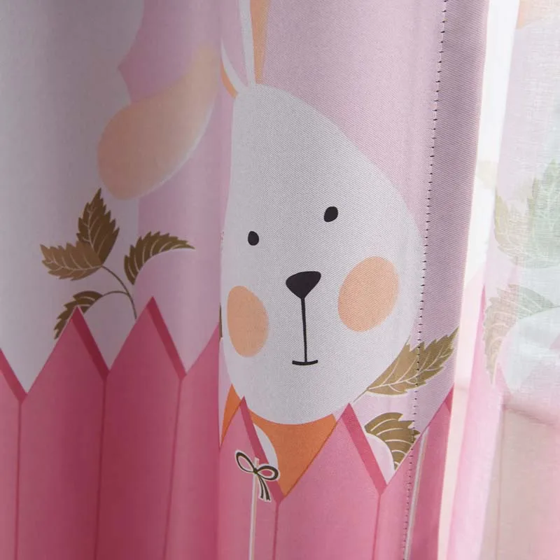 Розовая Экологически чистая ткань с кроликом, мультяшная занавеска, занавеска для окна, Детская занавеска, занавеска для детей, для принцессы, для спальни, WP116* 30 - Цвет: Pink Curtain