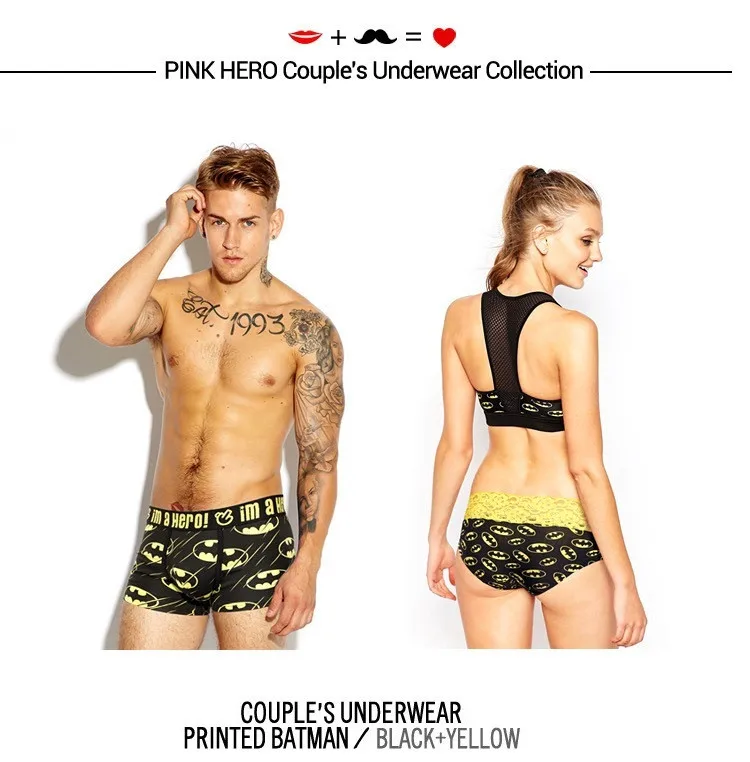 

Free shipping 2pcs/Lot Brand Couple Underwear Cotton Cartoon Underpants Soft Modal Panties Men Boxer Shorts Cueca Masculine XL
