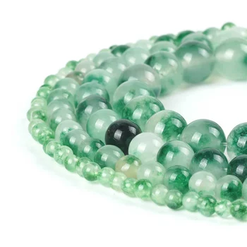 

Natural Gemstone Beads Plant Grass Green Jasper Loose Rosary Crystal Stone Beads 4/6/8/10mm Jade Stone Quartz Party Bracelet